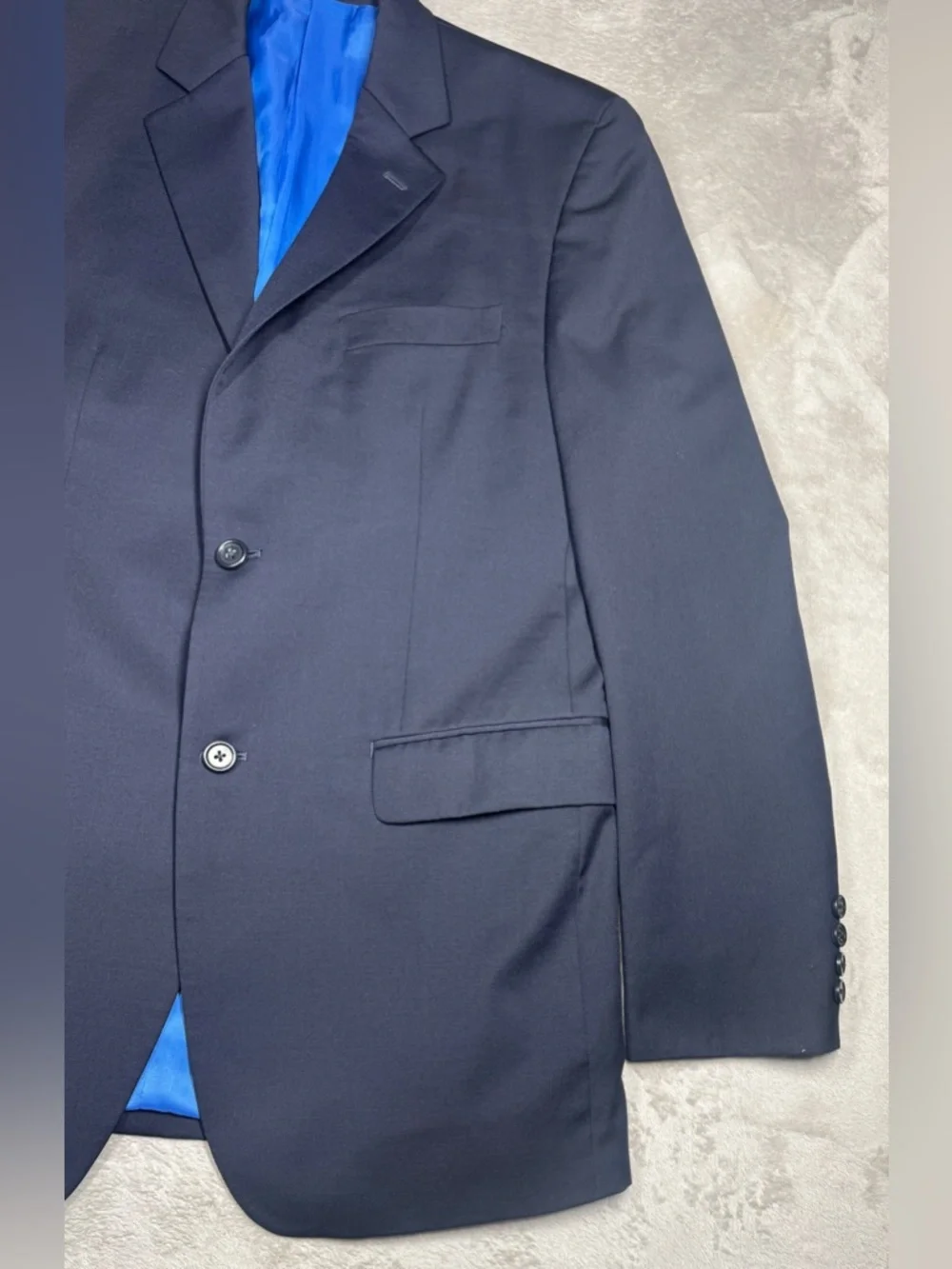 MICHAEL Michael Kors 100% Wool Men’s Dark Navy Blue Buttoned Front Blazer 36R
